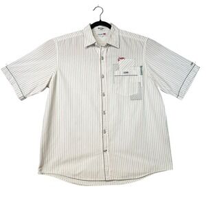 Echo Unlimited World‎ Company Mens L Striped Button Up Short Sleeve Shirt